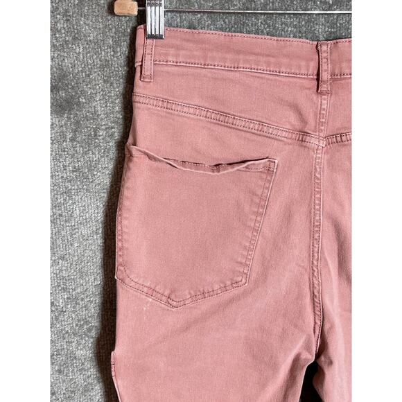 Express Cargo Jeans Womens Size 10 Pink Denim Stretch Super High Rise Crop - Picture 8 of 12